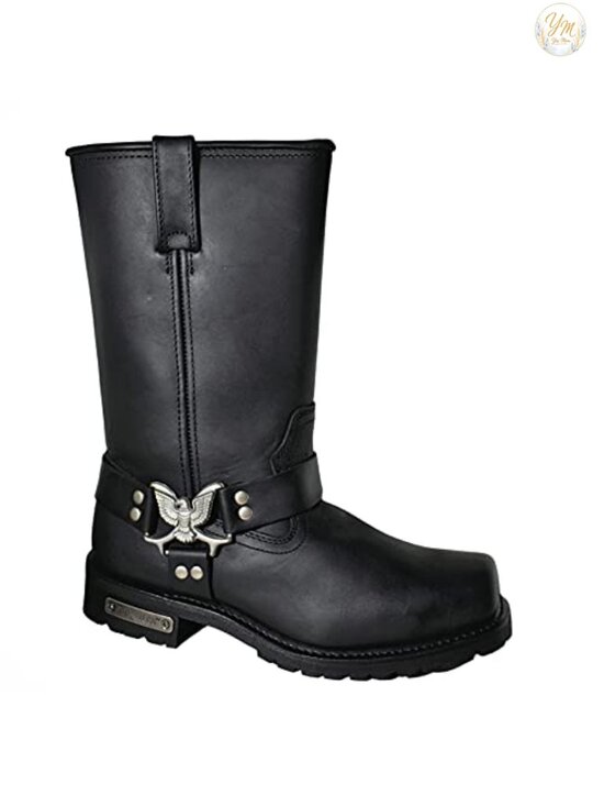 Full Grain Leather Men\'s Motorcycle Boots with Square Toe & Side Zipper main image 4